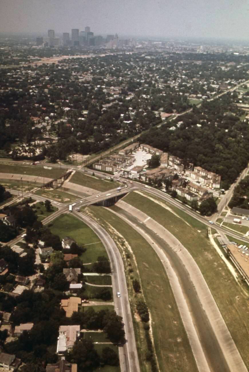 Houston skyline viewed from outside the city, 1973.