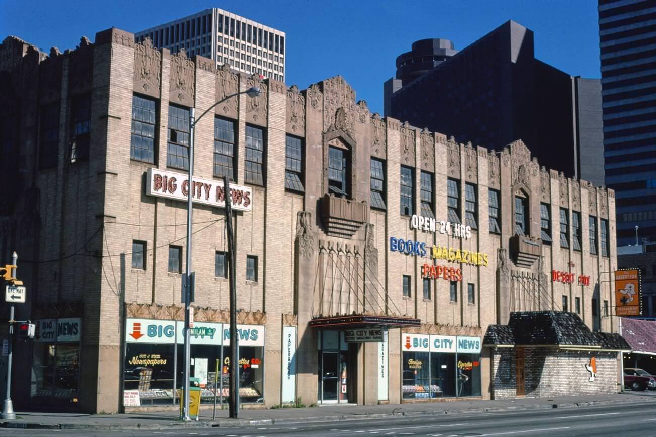 Big City News at Milam & Bell Streets in Houston, Texas, 1977.