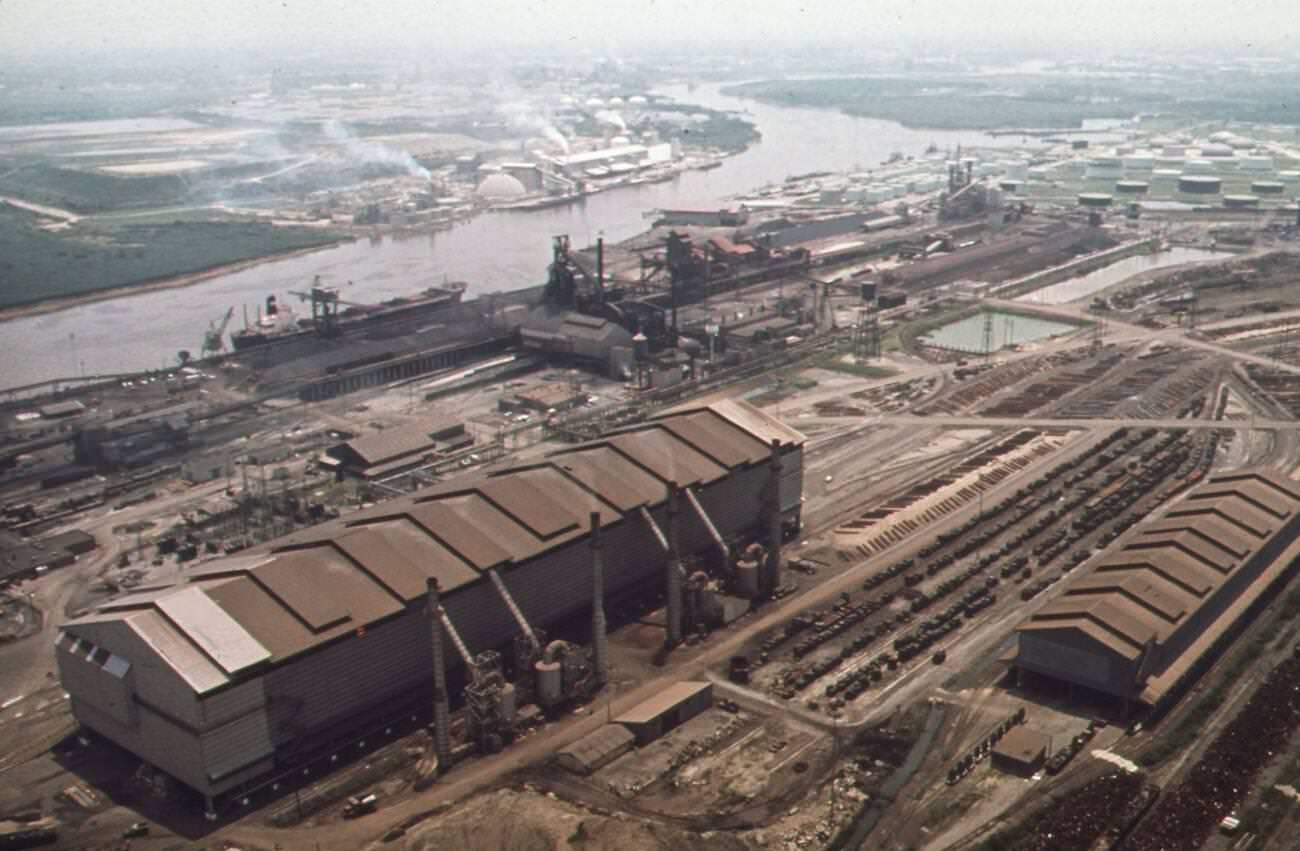 Armco Steel plant with the Houston Ship Channel in the background, 1973.