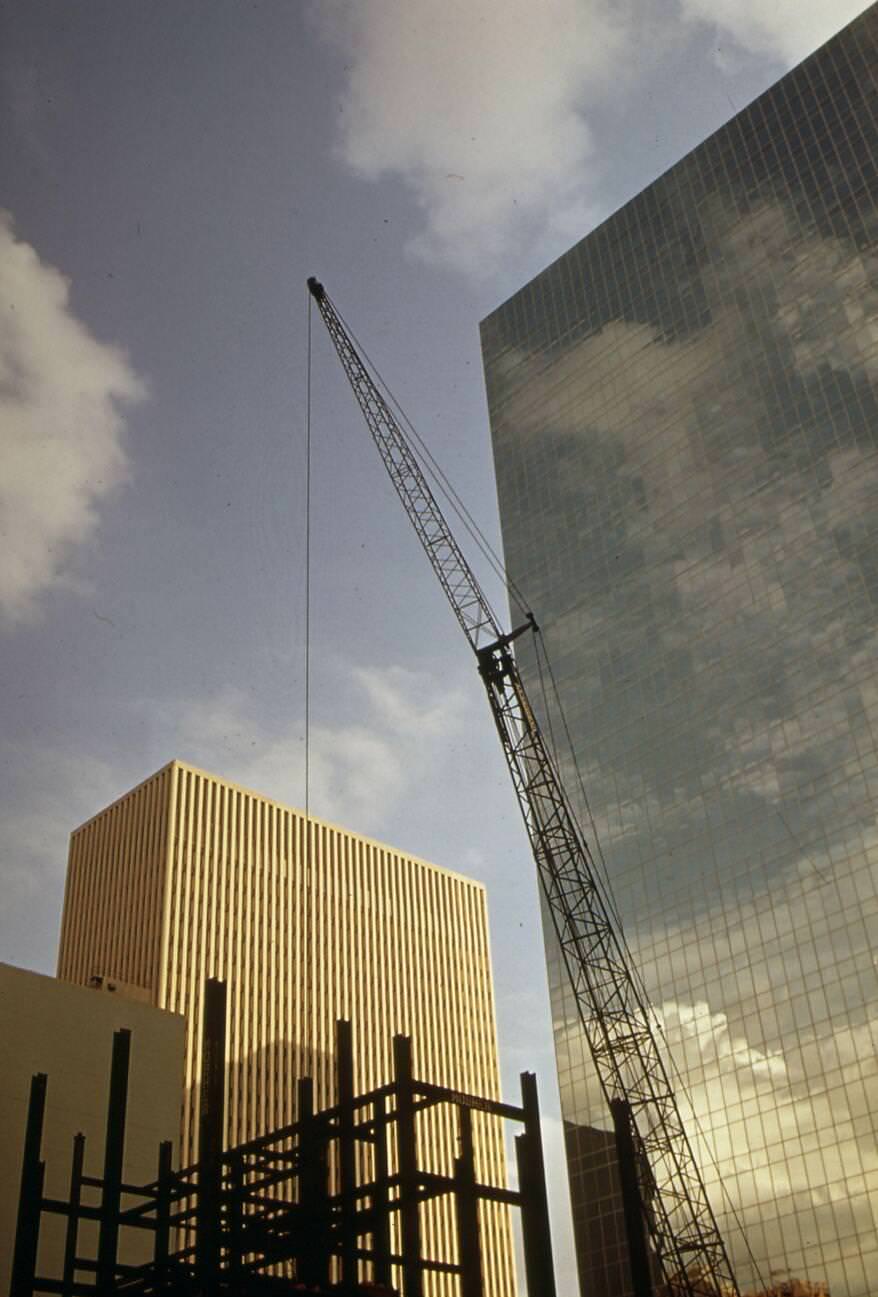 Skyscrapers and construction in Houston, 1973.