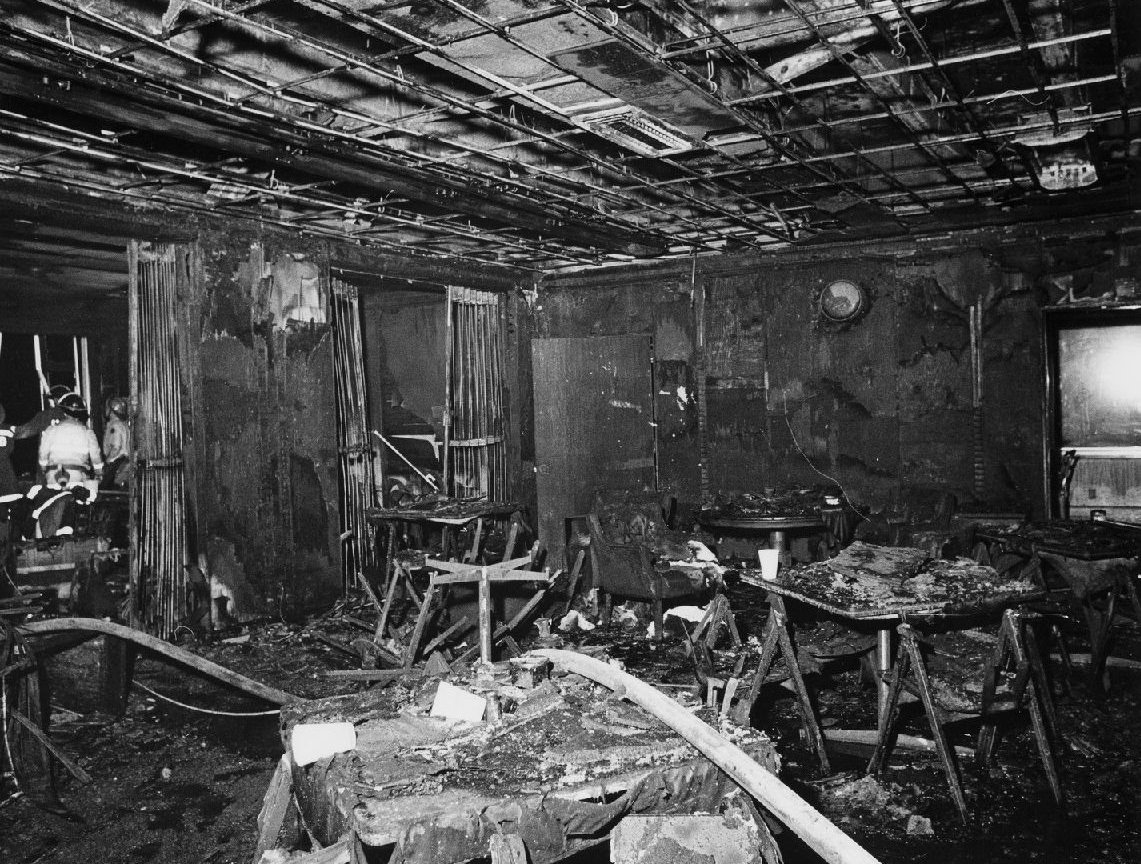 Ezekiel Cullen Building interior fire aftermath, Houston, 1959.
