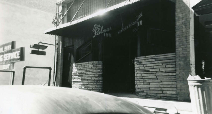 Front of Las Palmas Inn from street, Houston, circa August 1950.