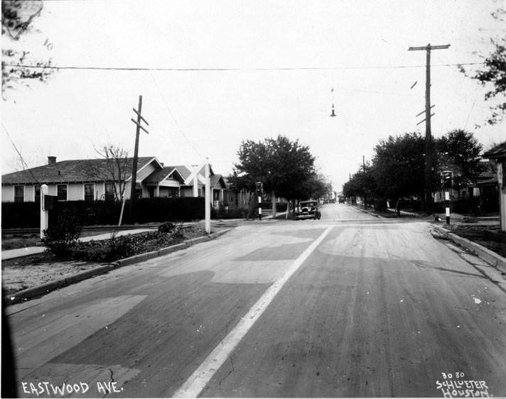 Eastwood Avenue at railroad intersection, Houston, 1940s