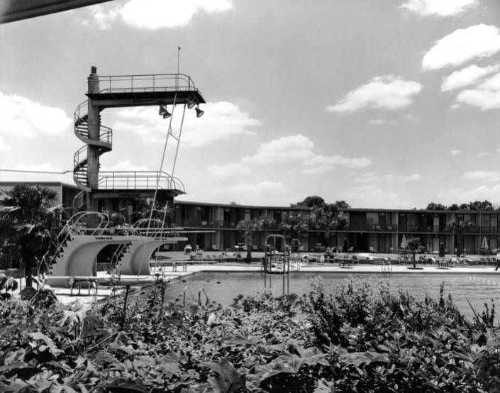 Pool at Shamrock Hilton Hotel, Houston, 1960s