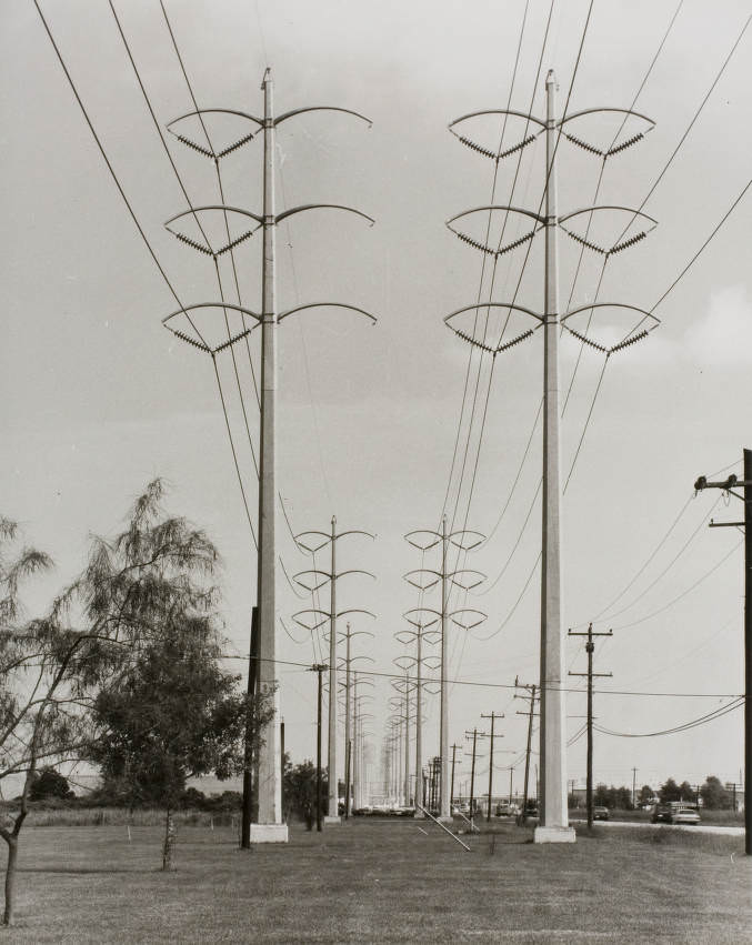 Utility poles near Westpark Ave. and 610 Loop, Houston, 1940s