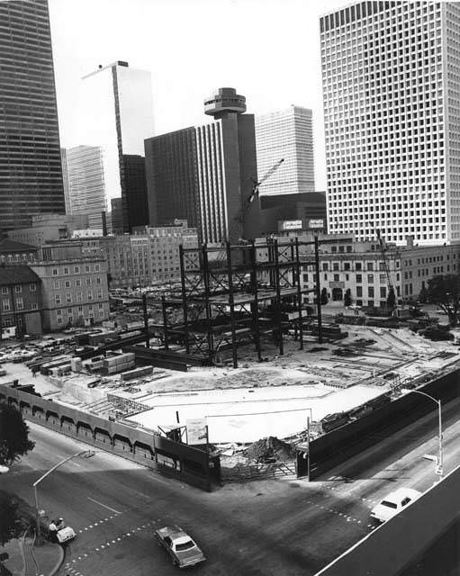 Central Library construction in Houston, 1970s