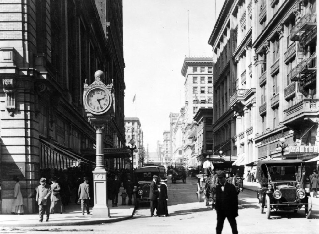 Stockton and O'Farrell streets, circa 1910s.