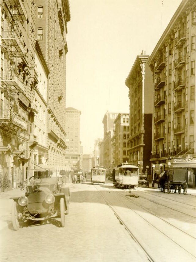 Geary near Mason Street, circa 1910.