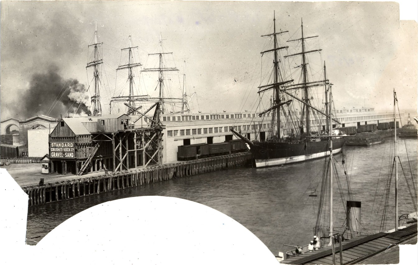 Ship docked at Pier 41, July 1918.