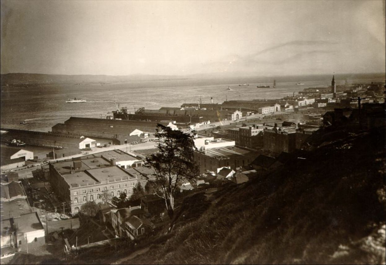 View of San Francisco Waterfront from Telegraph Hill in the 1910s.