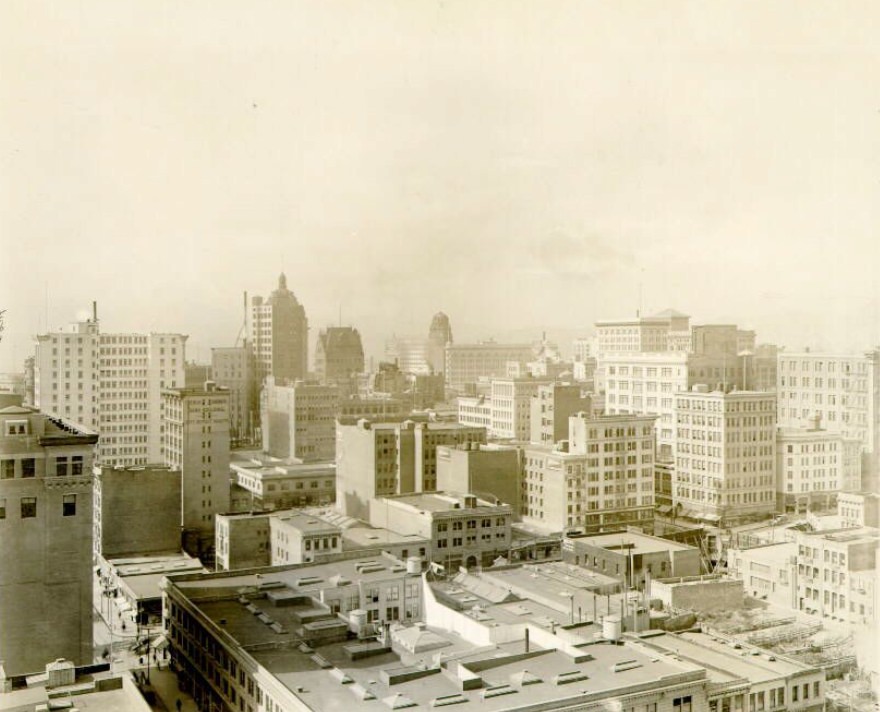 View of downtown from Pine and Montgomery Street, 1912.