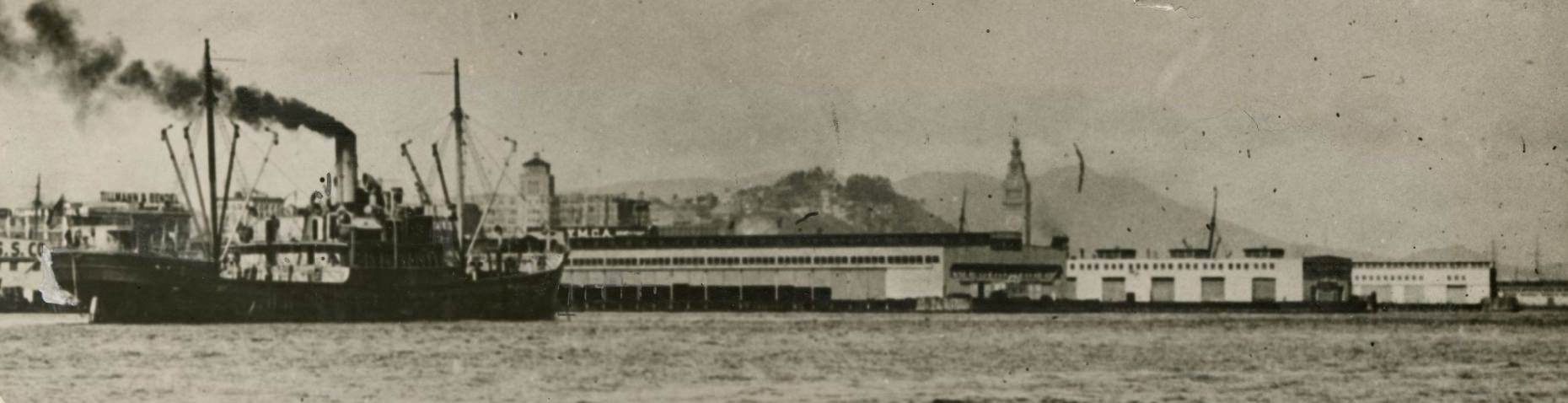 View of San Francisco waterfront from the bay in the 1910s.