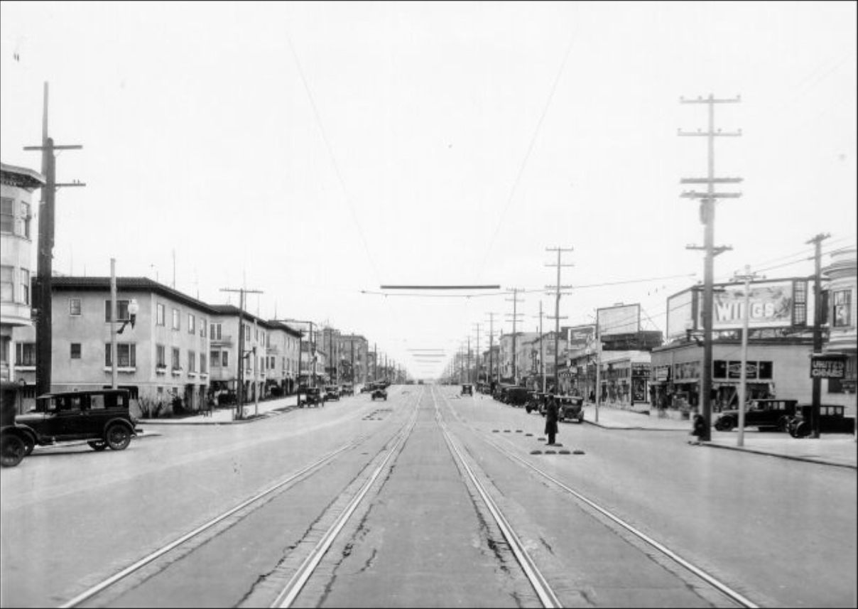 Geary Street at 18th Avenue, 1928