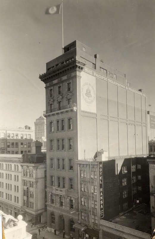 Pacific Telephone & Telegraph Company building on Bush Street in 1928.