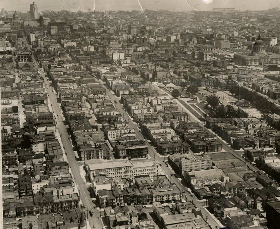 Aerial view of the Western Addition district, 1927