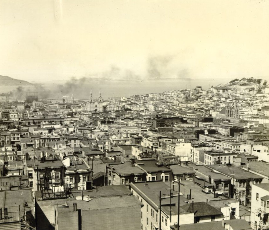 North Beach from the Fairmont Hotel in the mid-1920s