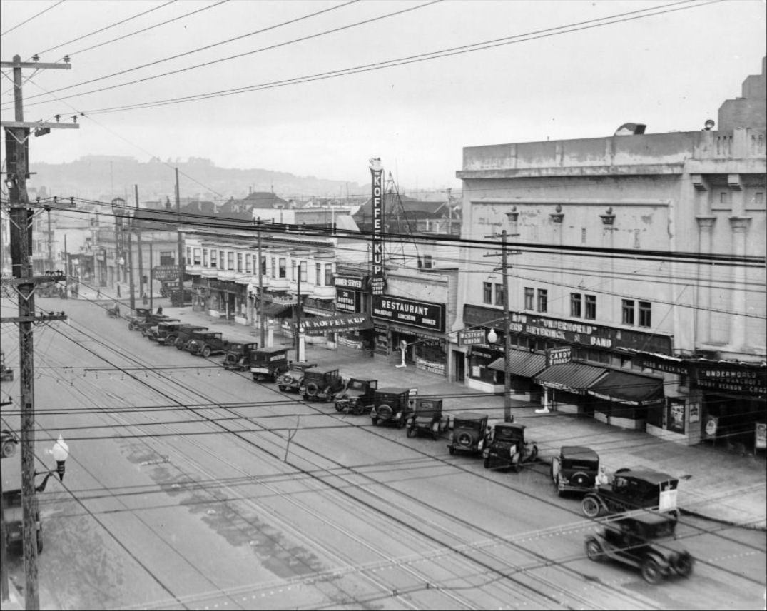 Storefronts along Geary Street in 1927.