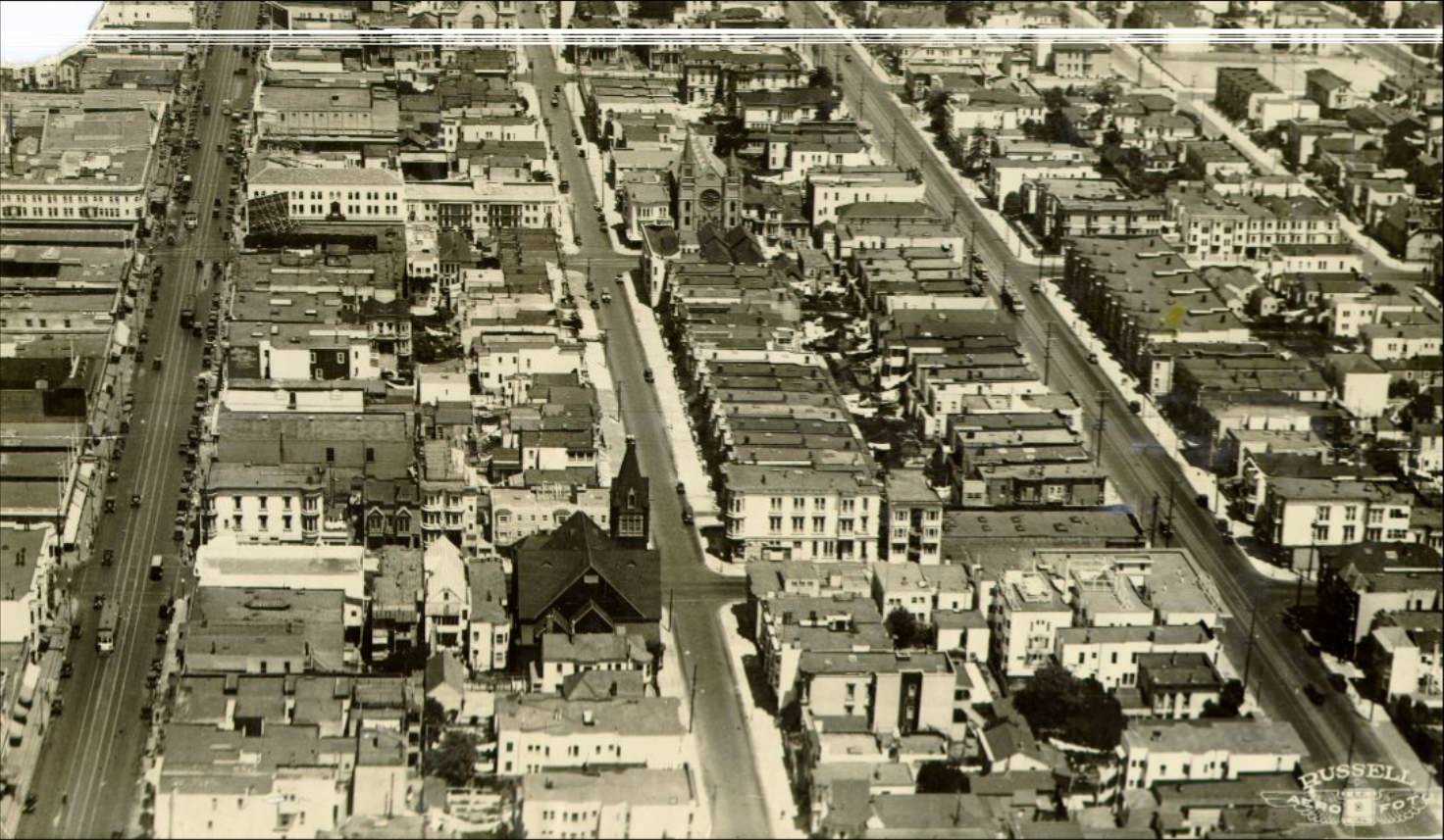 Heart of the Mission district, looking downtown in 1927.