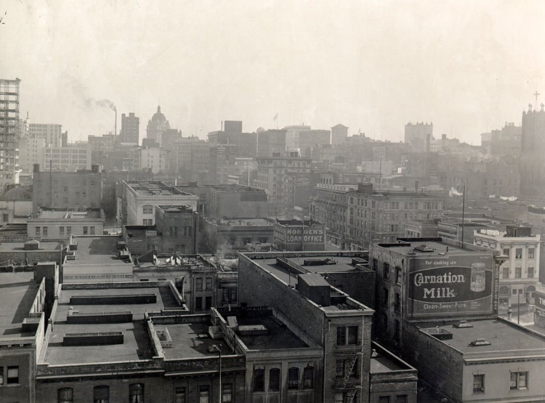 View of San Francisco, looking south from the Hall of Justice in 1921.