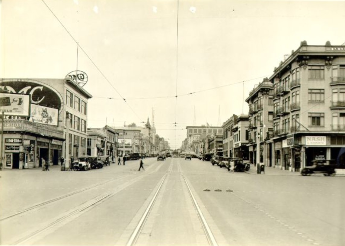 Van Ness Avenue at McAllister Street in 1928.