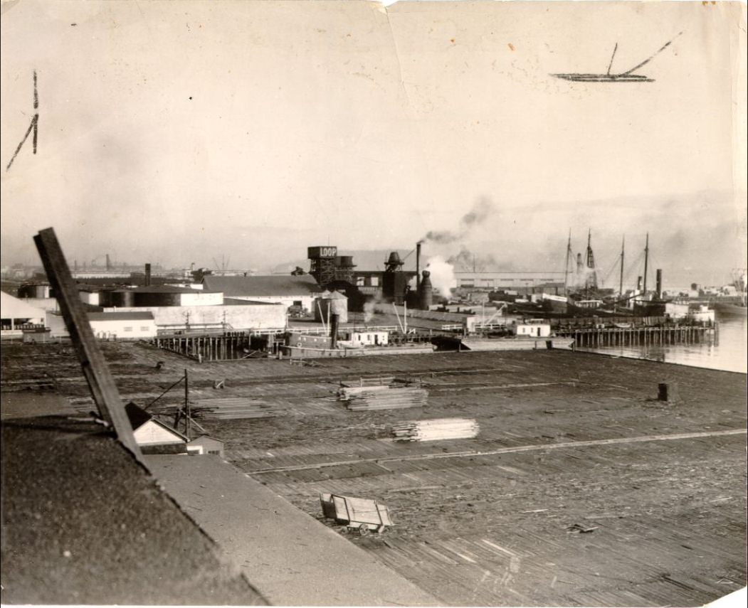 Oil dock at San Francisco waterfront in 1929.