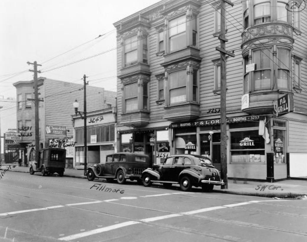 Southwest corner of Fillmore and Lombard Streets, 1939