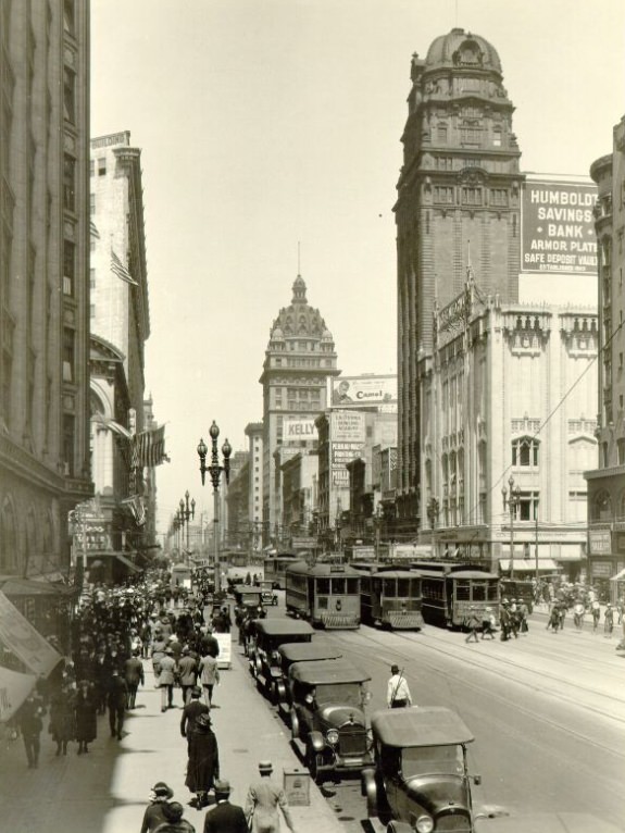 Market Street, looking east from Stockton in the 1930s