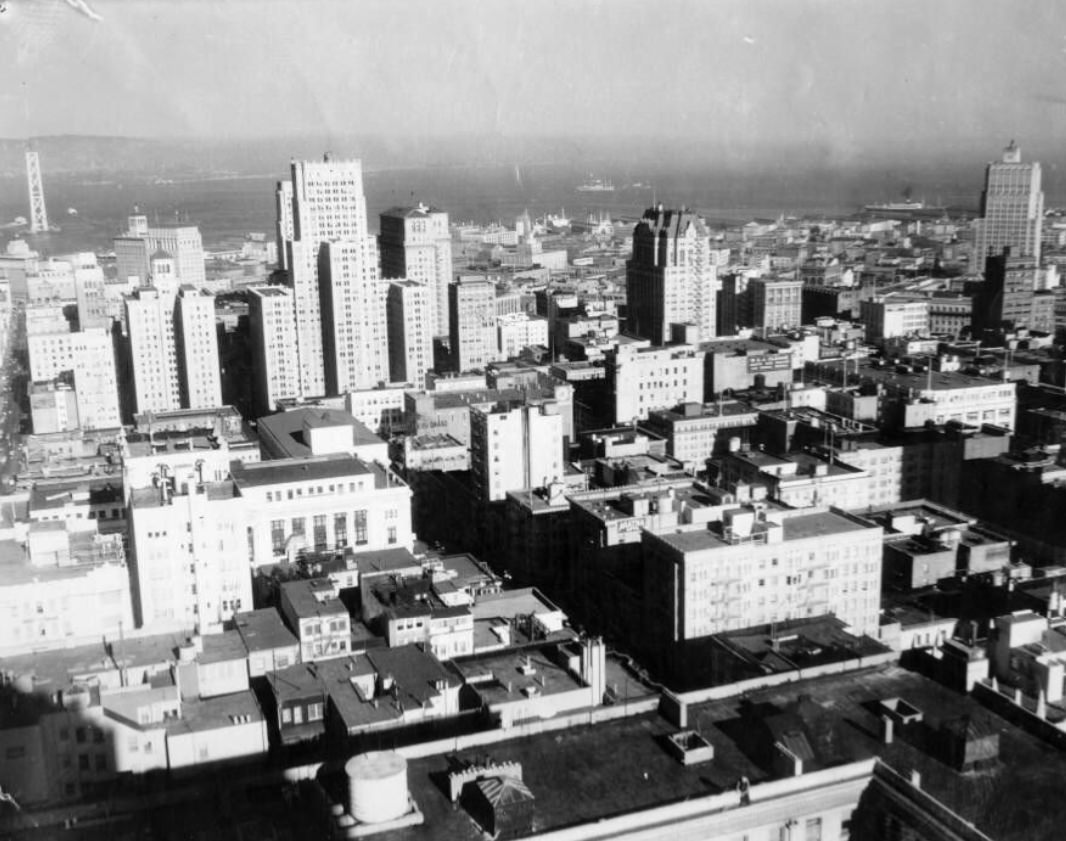 View of downtown from Mark Hopkins, 1934