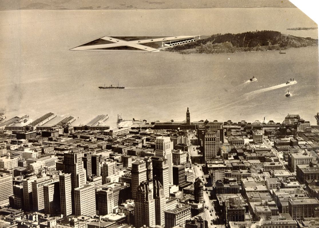 Artist's rendering of proposed air terminal on Yerba Buena Island, 1933