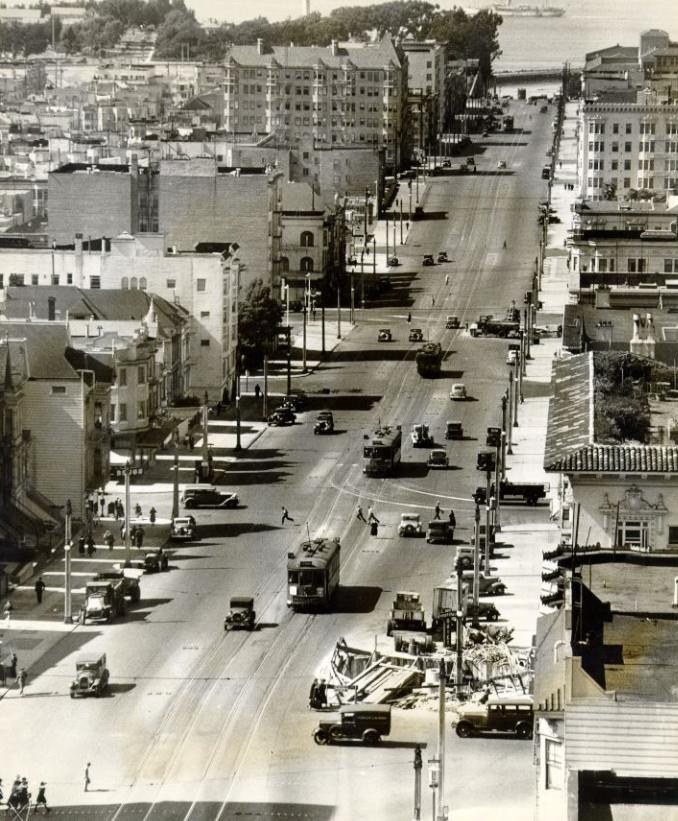 Van Ness Avenue overlooking the bay, 1936
