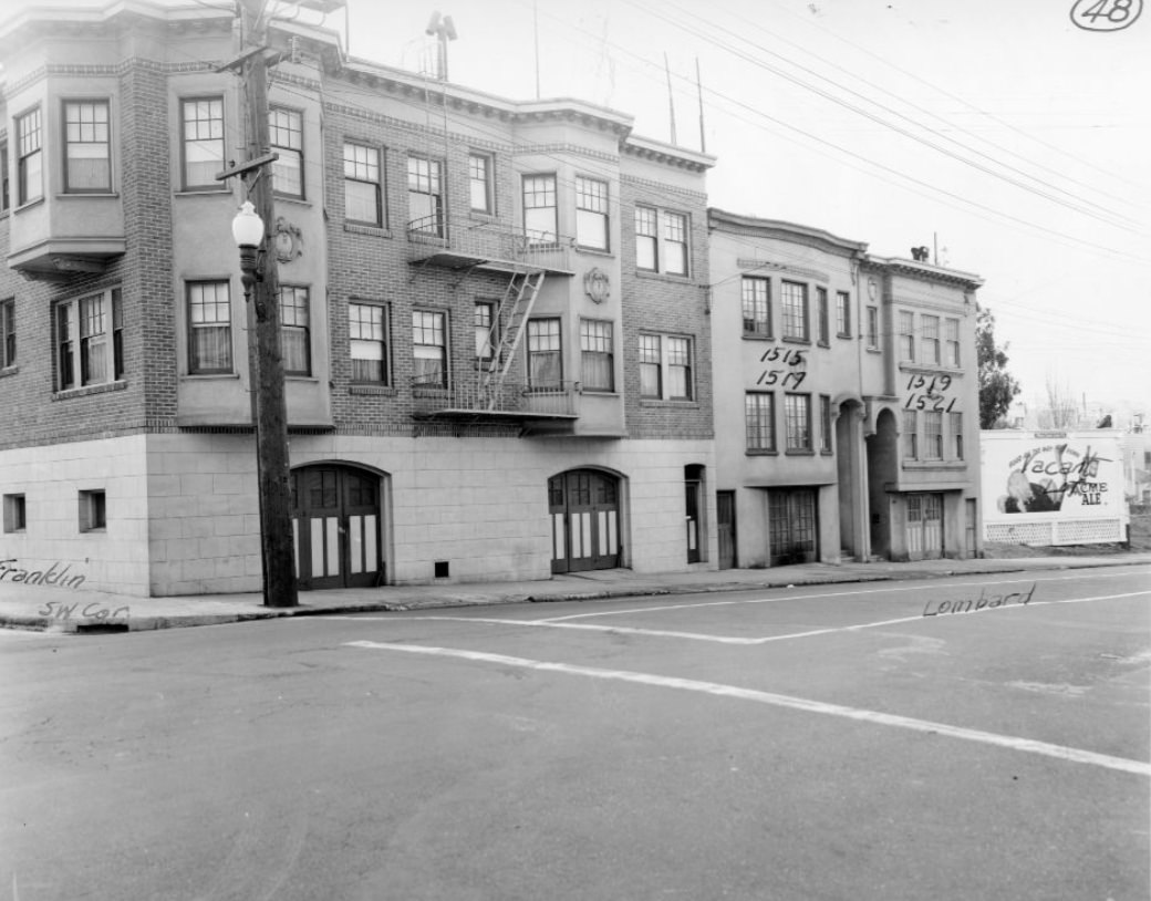 Southwest corner of Lombard and Franklin streets, 1939