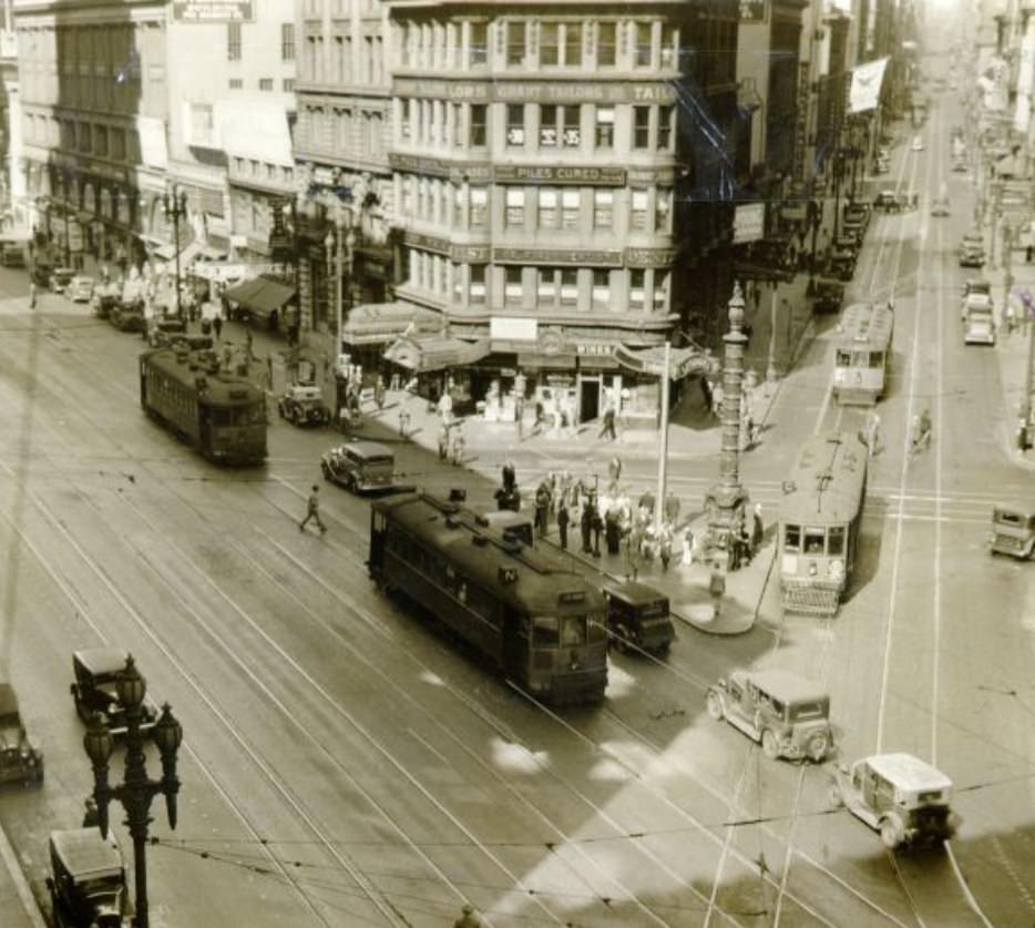 Geary and Market at 3rd Street, 1934