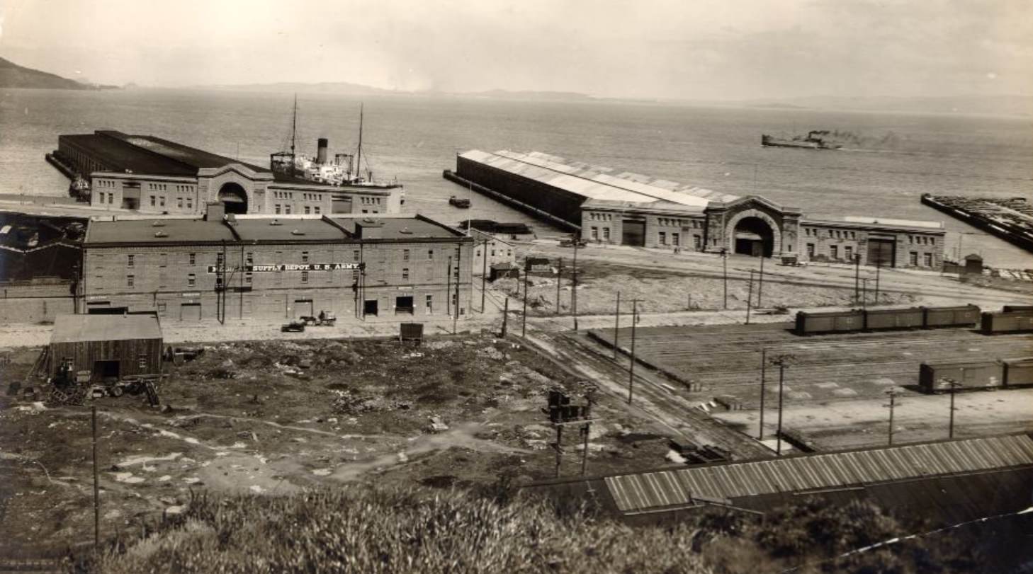 View of the waterfront looking out towards the Bay in the 1930s