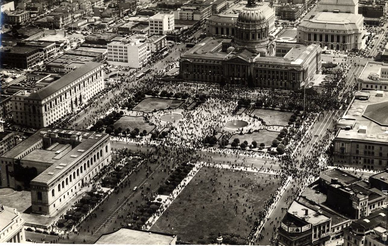 Aerial view of the Civic Center, 1938