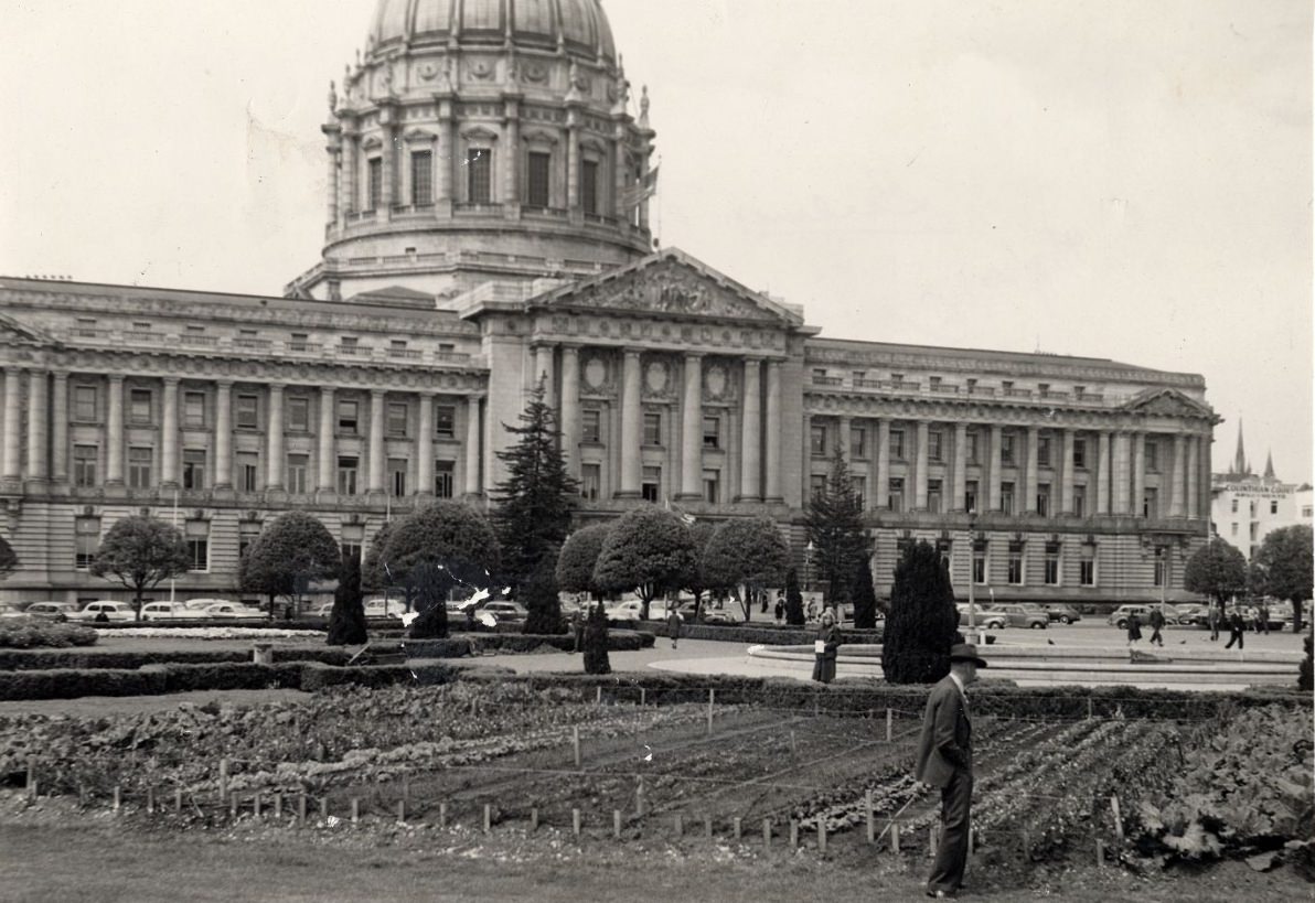 Victory Gardens across from City Hall, 1943