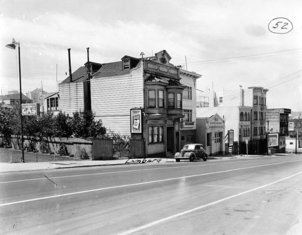 South side of Lombard Street west of Van Ness, 1940