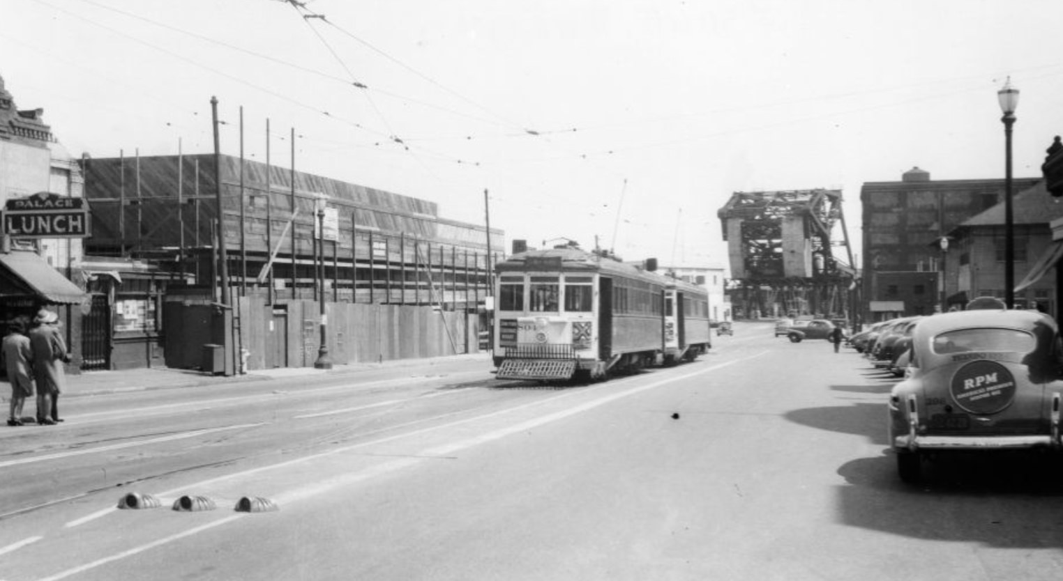 Facing south on Third Street in front of Southern Pacific Depot at Townsend, 1941