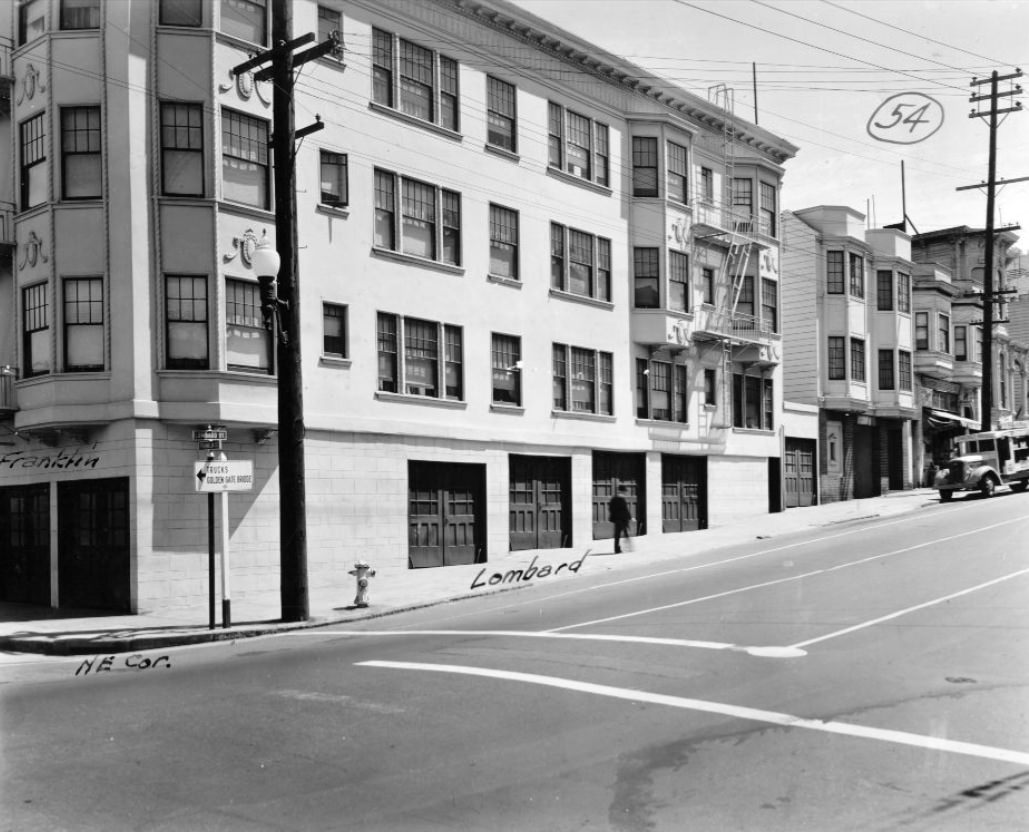 Northeast corner of Lombard and Franklin, 1940