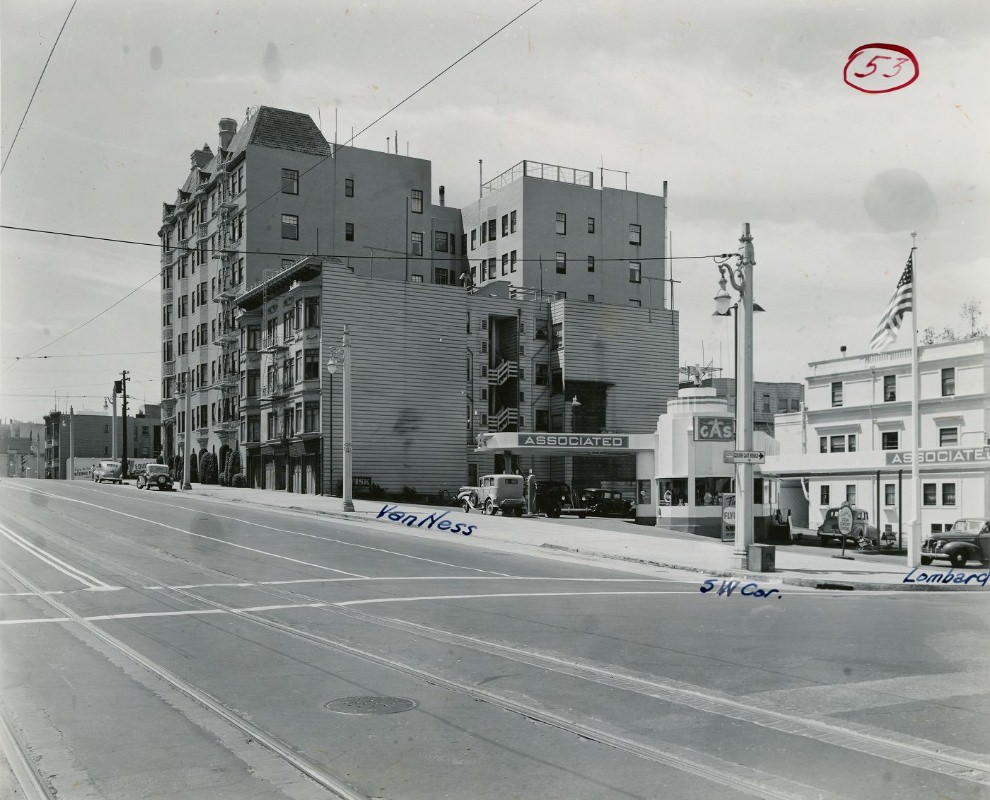 West side of Van Ness Avenue south of Lombard Street, 1940