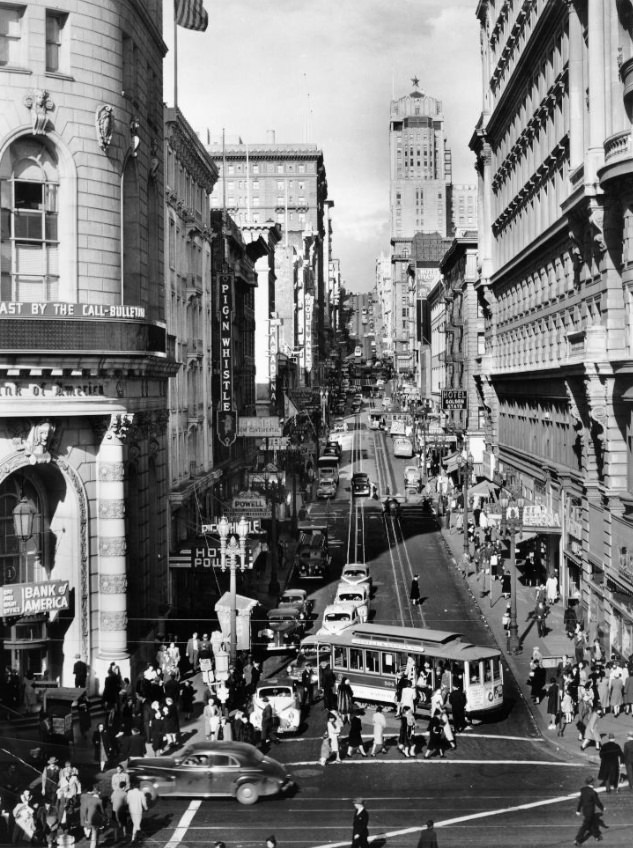 Powell Street at Market, 1940s