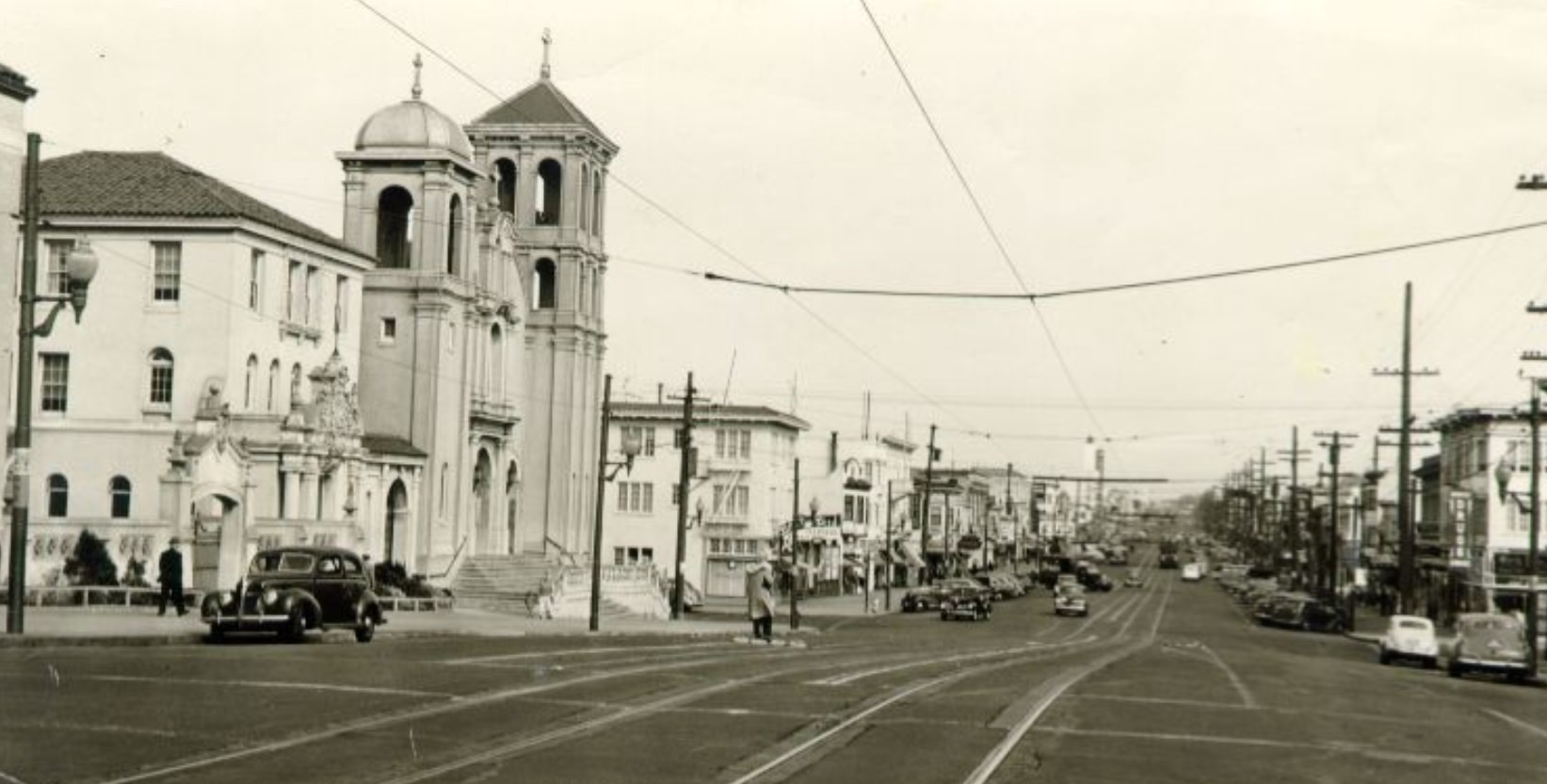 Geary Boulevard looking east from 24th Avenue, 1945