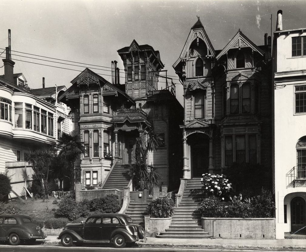 California Street between Pierce and Scott streets, 1940s