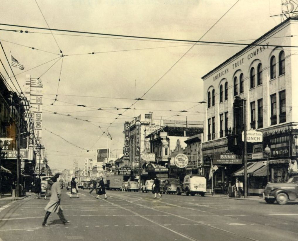 Mission Street north from 22nd Street, 1944