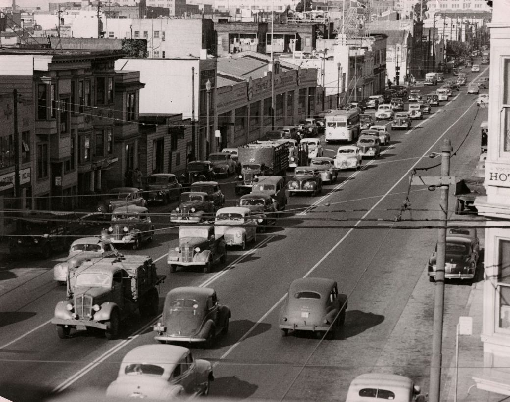 View of Harrison Street from 5th Street, 1944