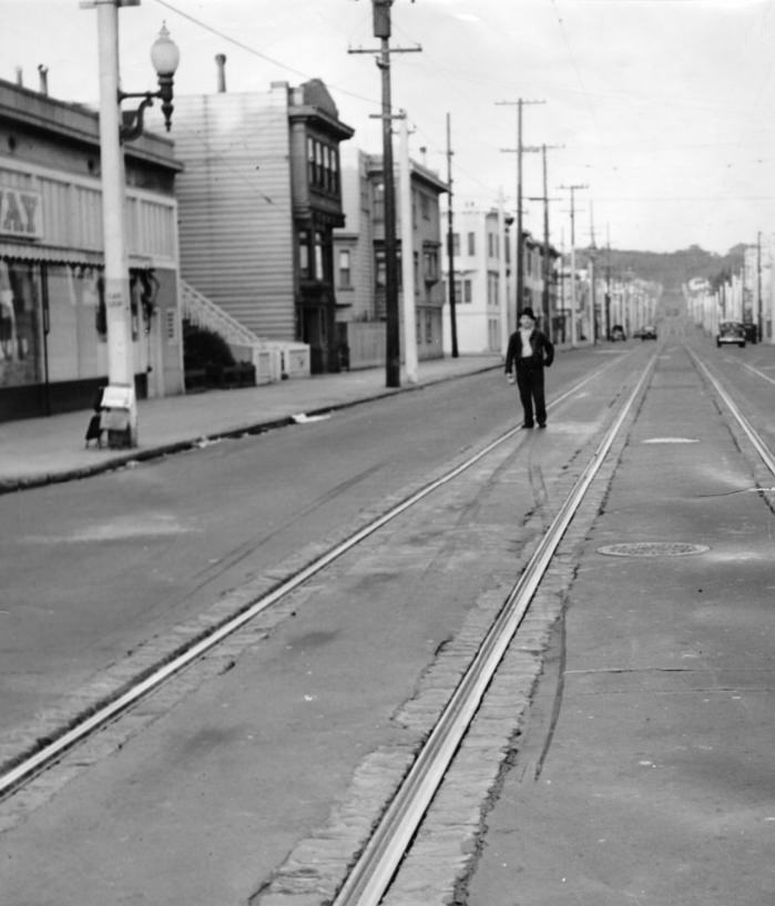 Scene of hit and run on California Street, 1941