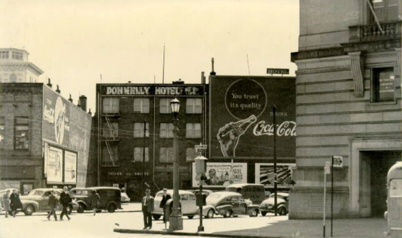 Civic Center district at Larkin & Grove Street, 1945