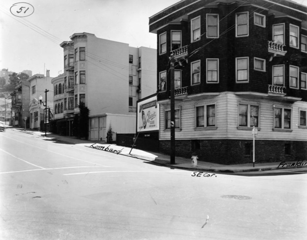 Southeast corner of Lombard and Franklin streets, 1940