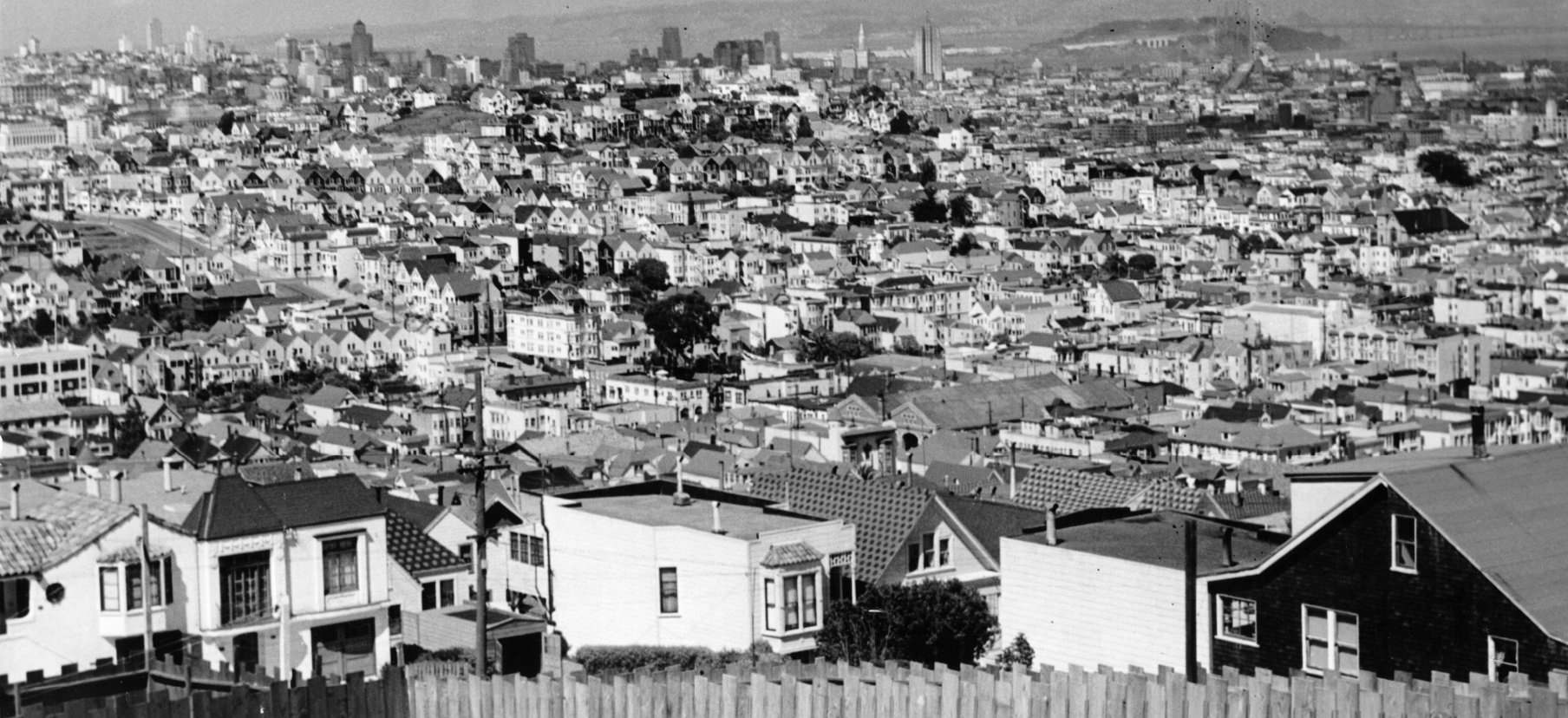 Skyline of San Francisco from Douglas Street near 28th Street, 1940