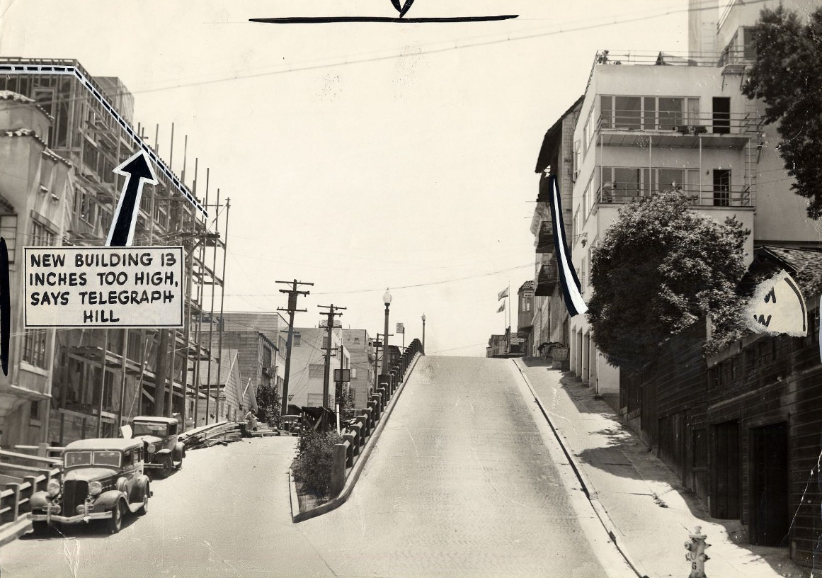 Building under construction on Telegraph Hill, 1940