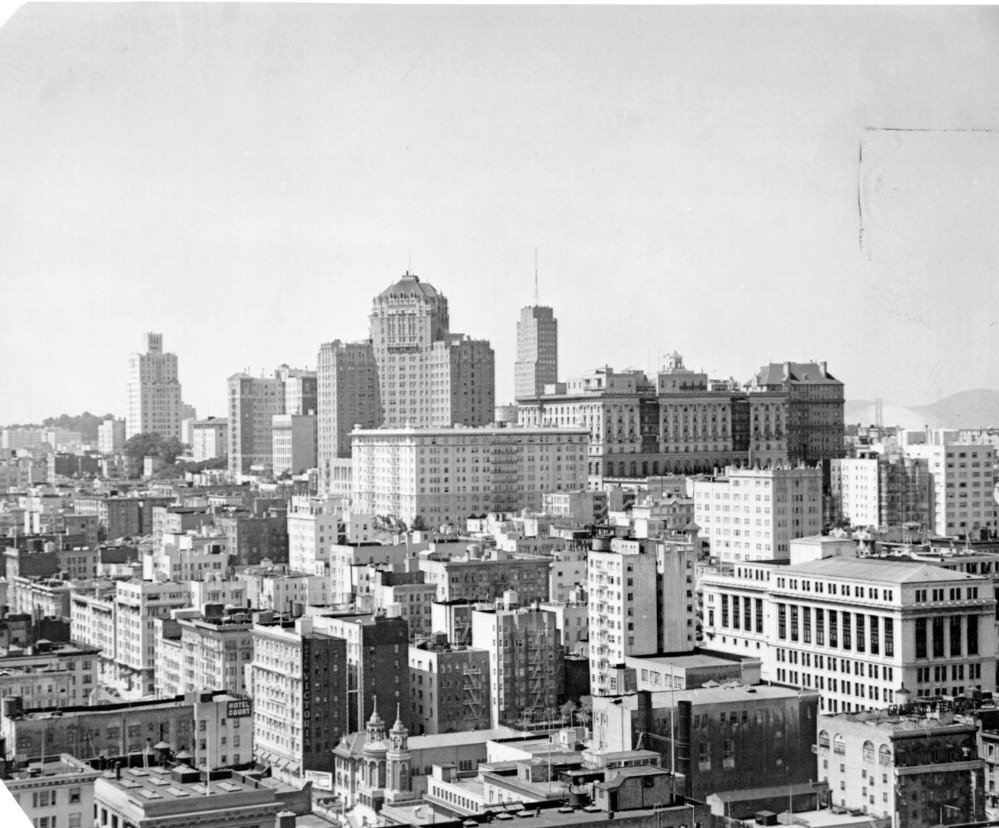 Downtown skyline facing northwest, 1940s